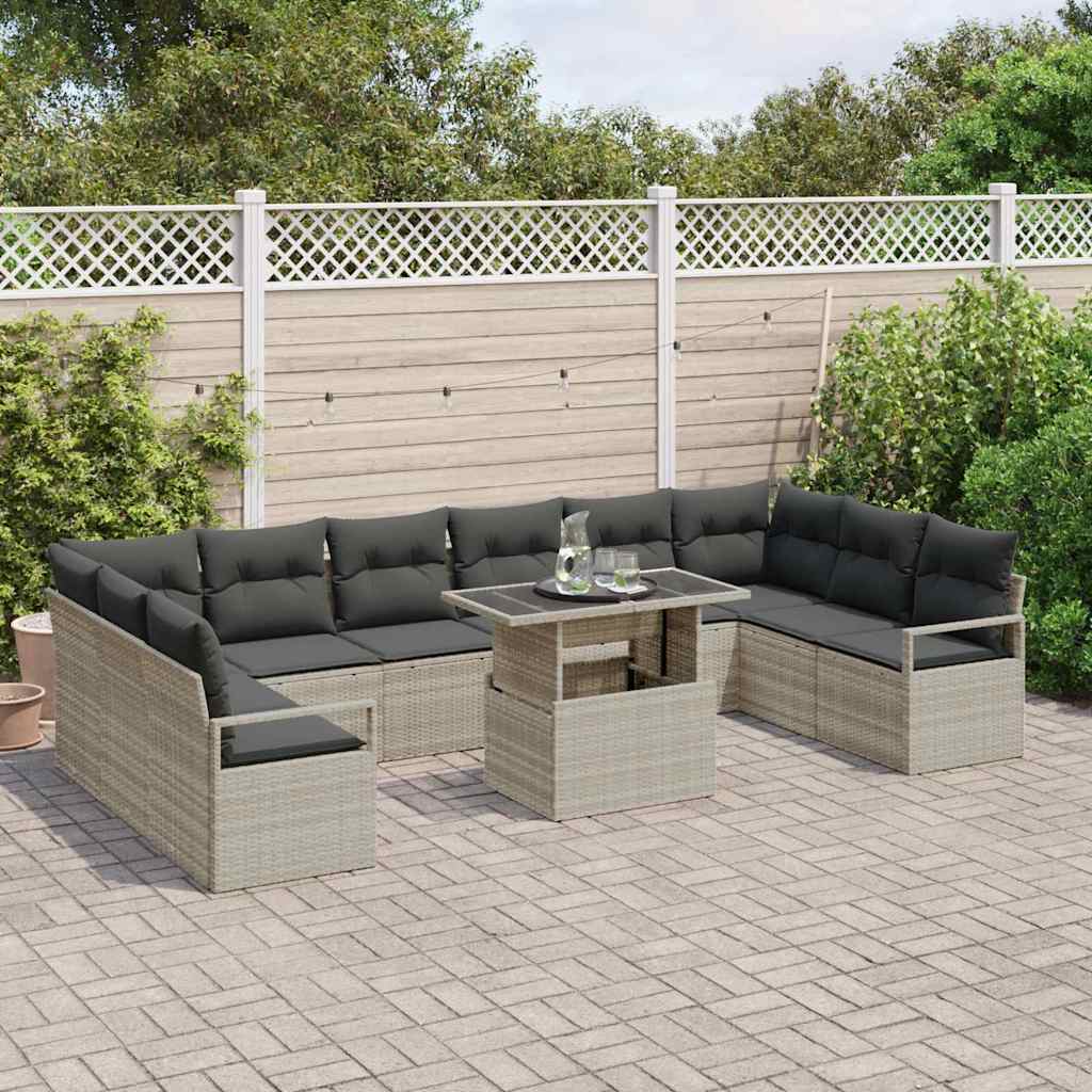 Garden Sofa Set 11 pcs Light grey 100 x 55 x 73 cm