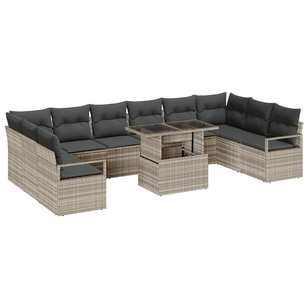 Garden Sofa Set 11 pcs Light grey 100 x 55 x 73 cm