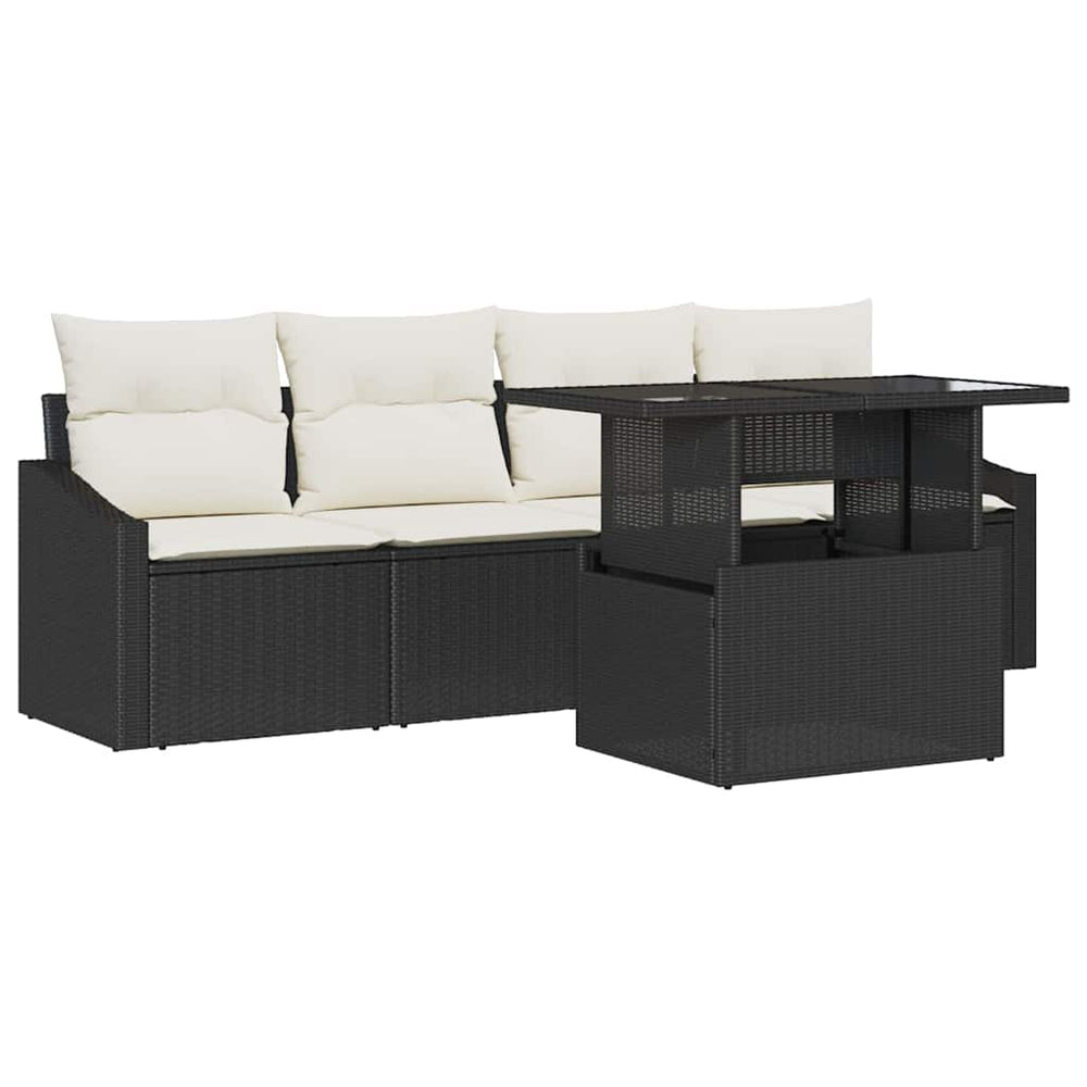 5-Piece Garden Sofa Set with Black Cushions