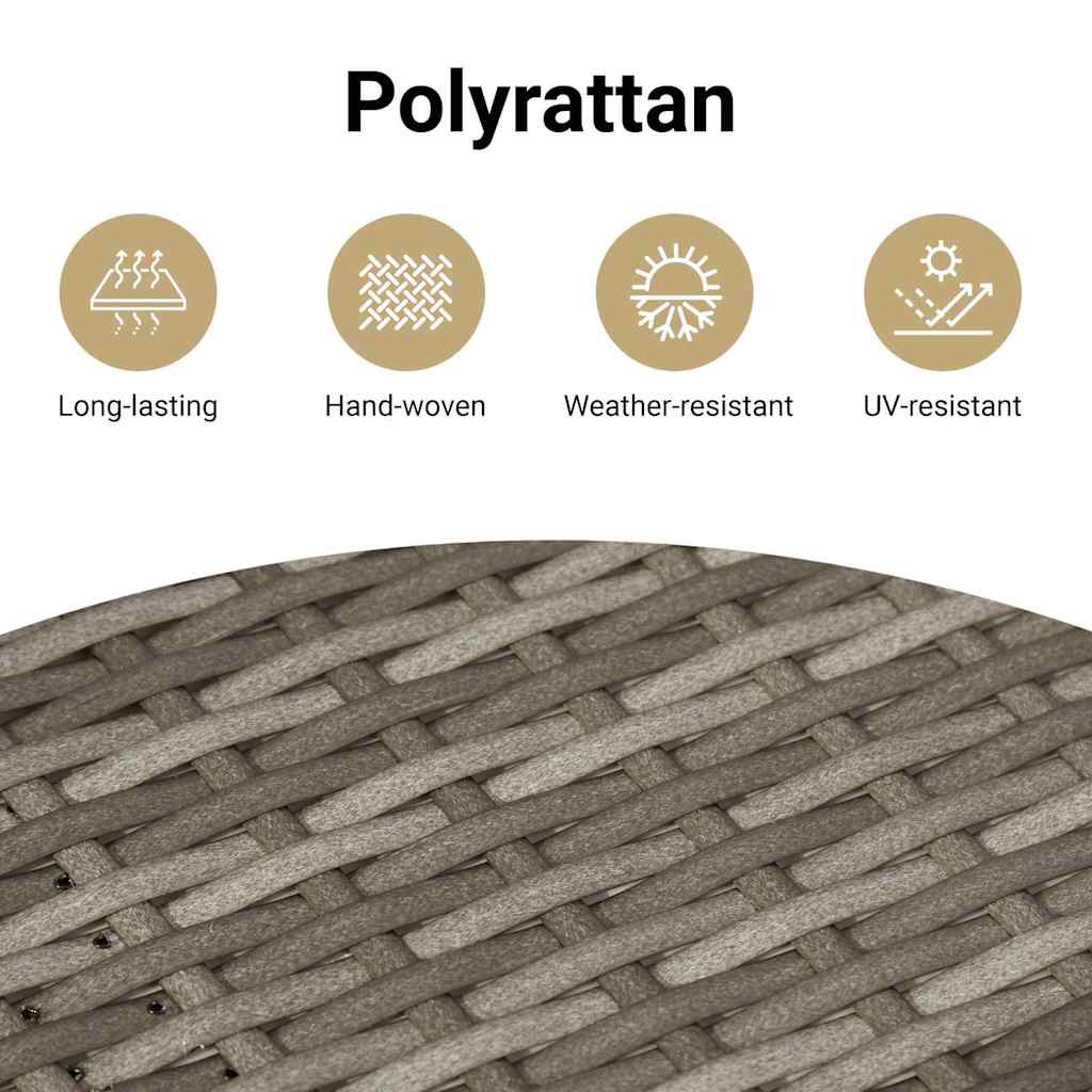 7 dalių sodo sofa rinkinys su pilkomis pagalvėlėmis, poli ratanas