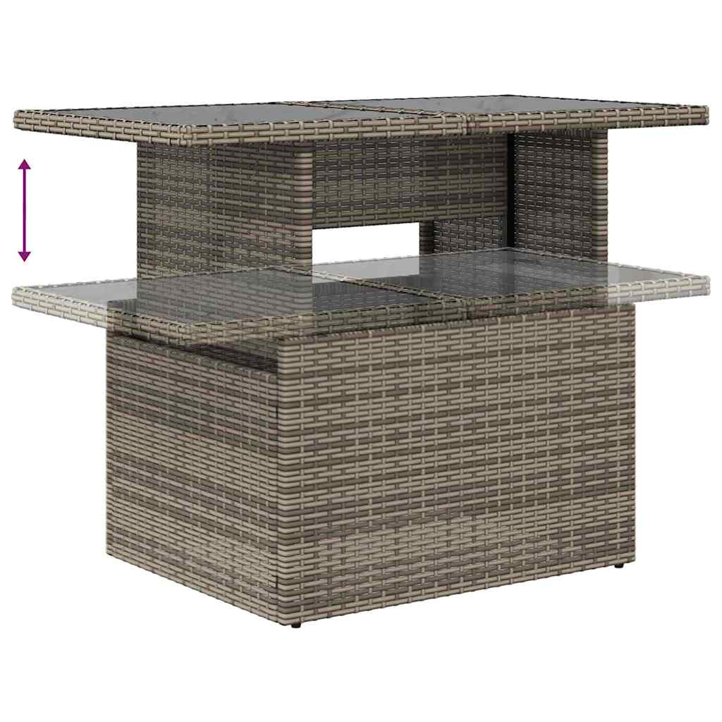 7 dalių sodo sofa rinkinys su pilkomis pagalvėlėmis, poli ratanas