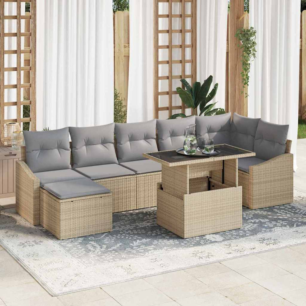 8 dalių sodo sofasetą su smėlio spalvos pagalvėlėm
