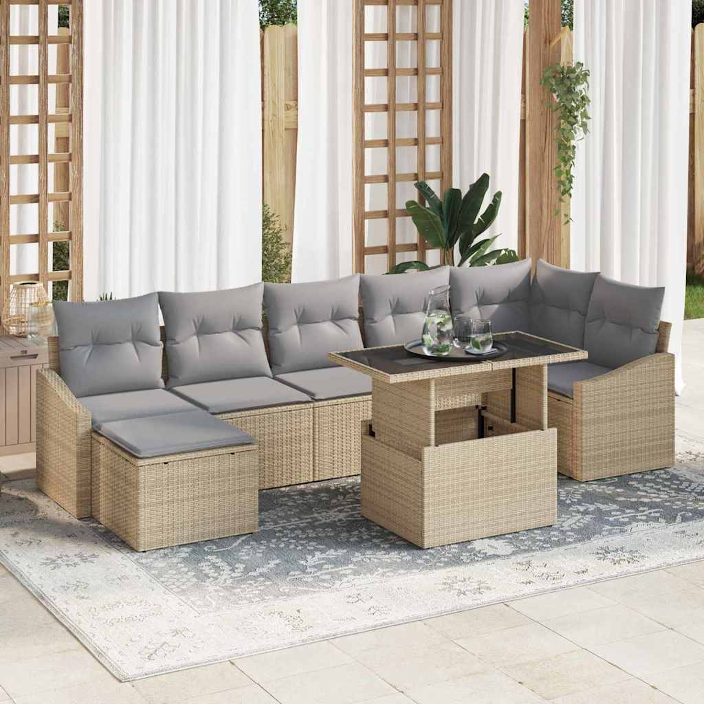 8 dalių sodo sofasetą su smėlio spalvos pagalvėlėm