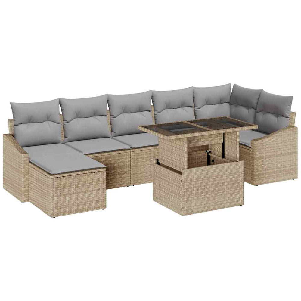 8 dalių sodo sofasetą su smėlio spalvos pagalvėlėm