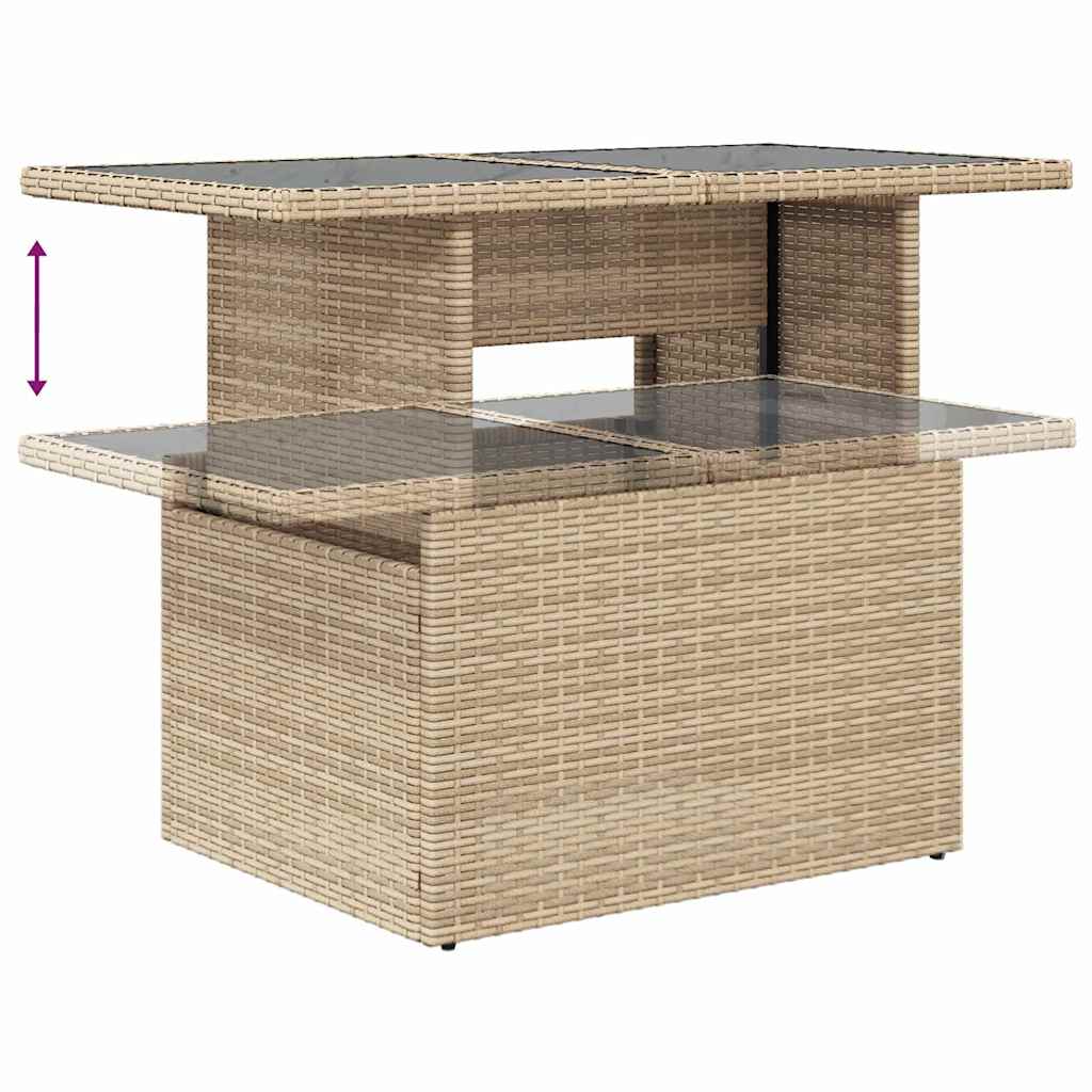 11 dalių sodo sofų rinkinys su pagalvėlėmis, smėlio spalvos poly rattan