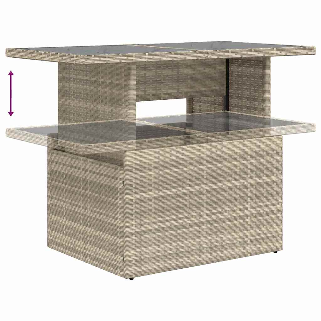 7 dalių sodinė sofa su pagalvėlėmis, šviesiai pilka poli rataninė