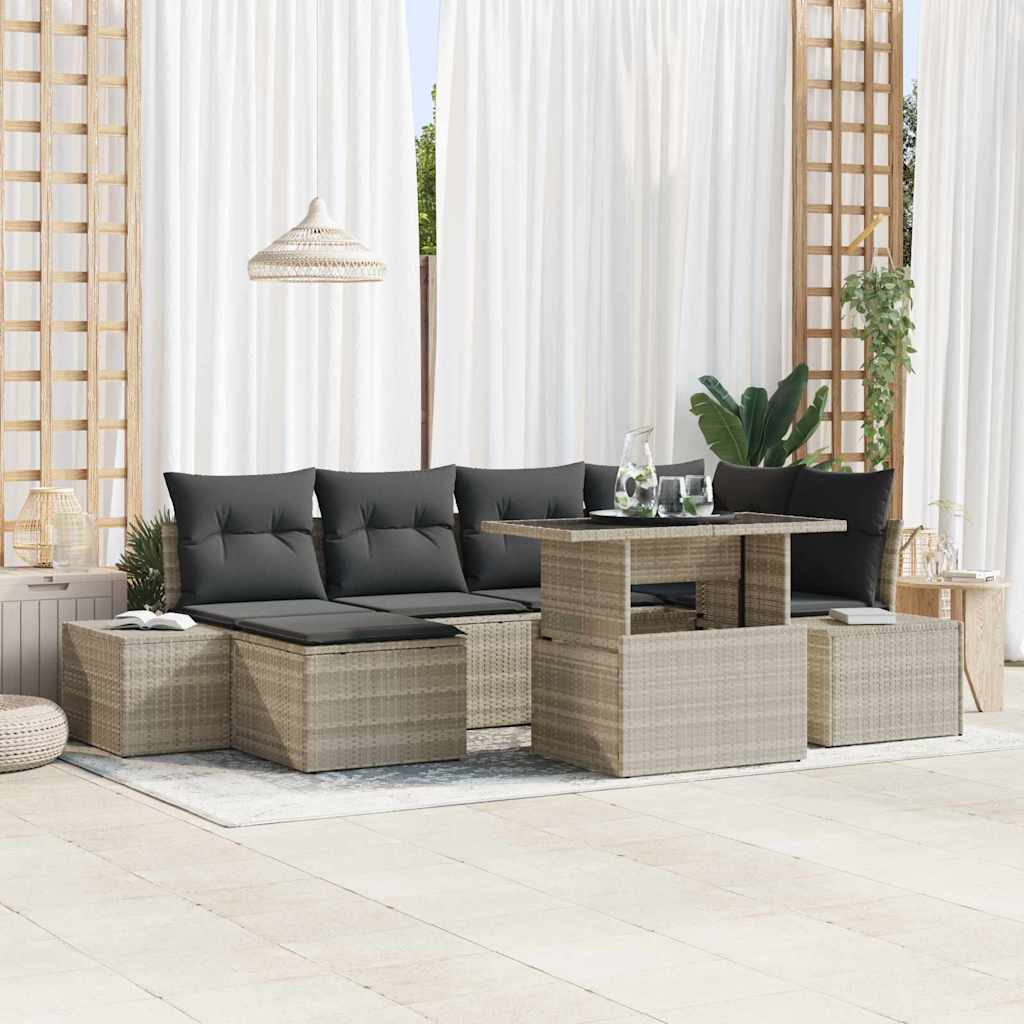 Sodo Sofų Rinkinys su pagalve 7 pcs Šviesiai pilka