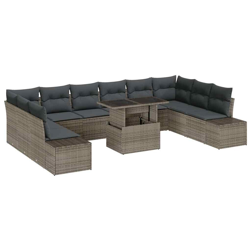 11-piece garden sofa set with grey cushions