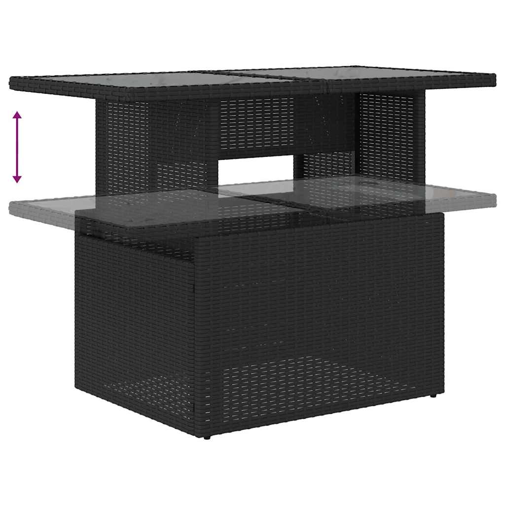 11 dalių sodo sofa komplektas su pagalvėlėmis, juodas poliratanas