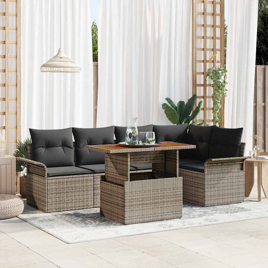 Garden Sofa Set with Cushion 6 pcs Grey 100 x 55 x 73 cm