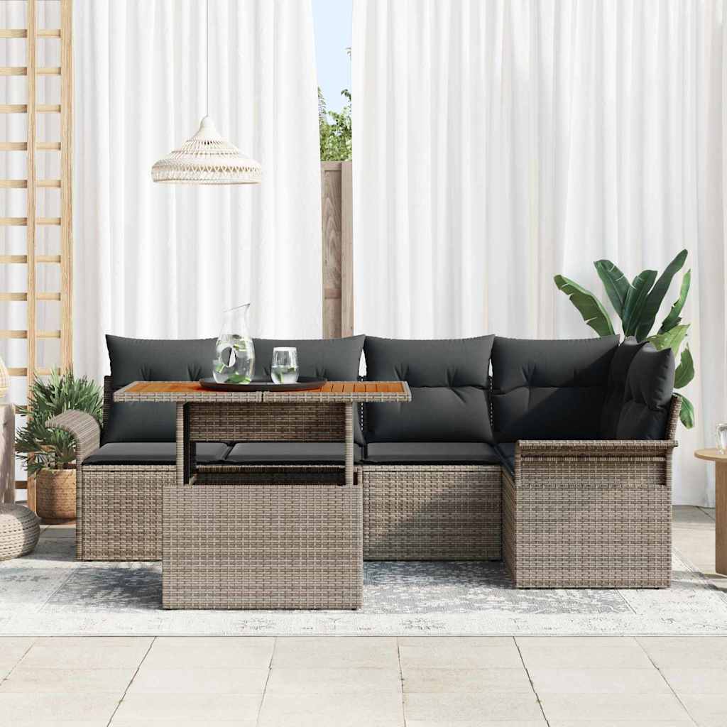 Garden Sofa Set with Cushion 6 pcs Grey 100 x 55 x 73 cm