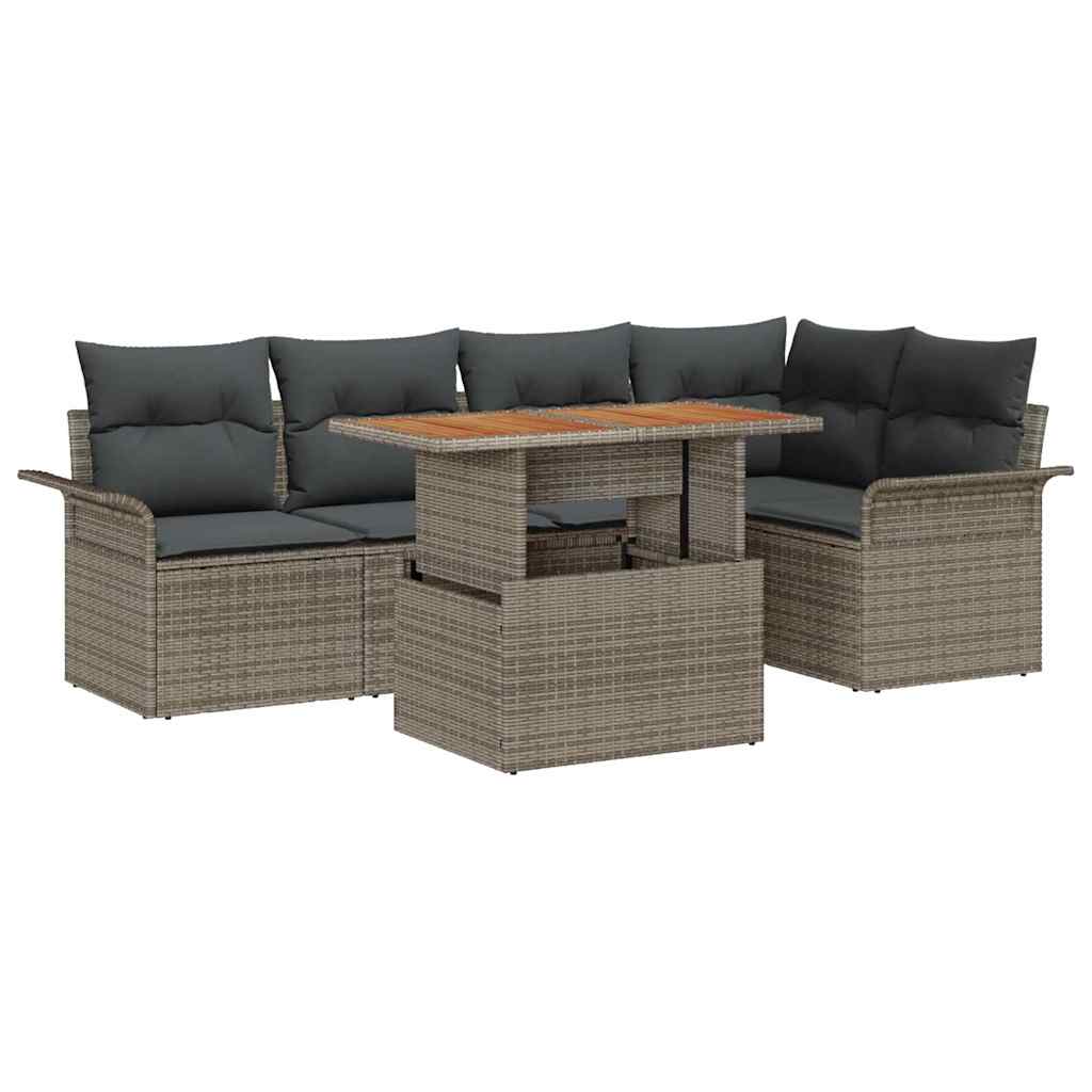 Garden Sofa Set with Cushion 6 pcs Grey 100 x 55 x 73 cm