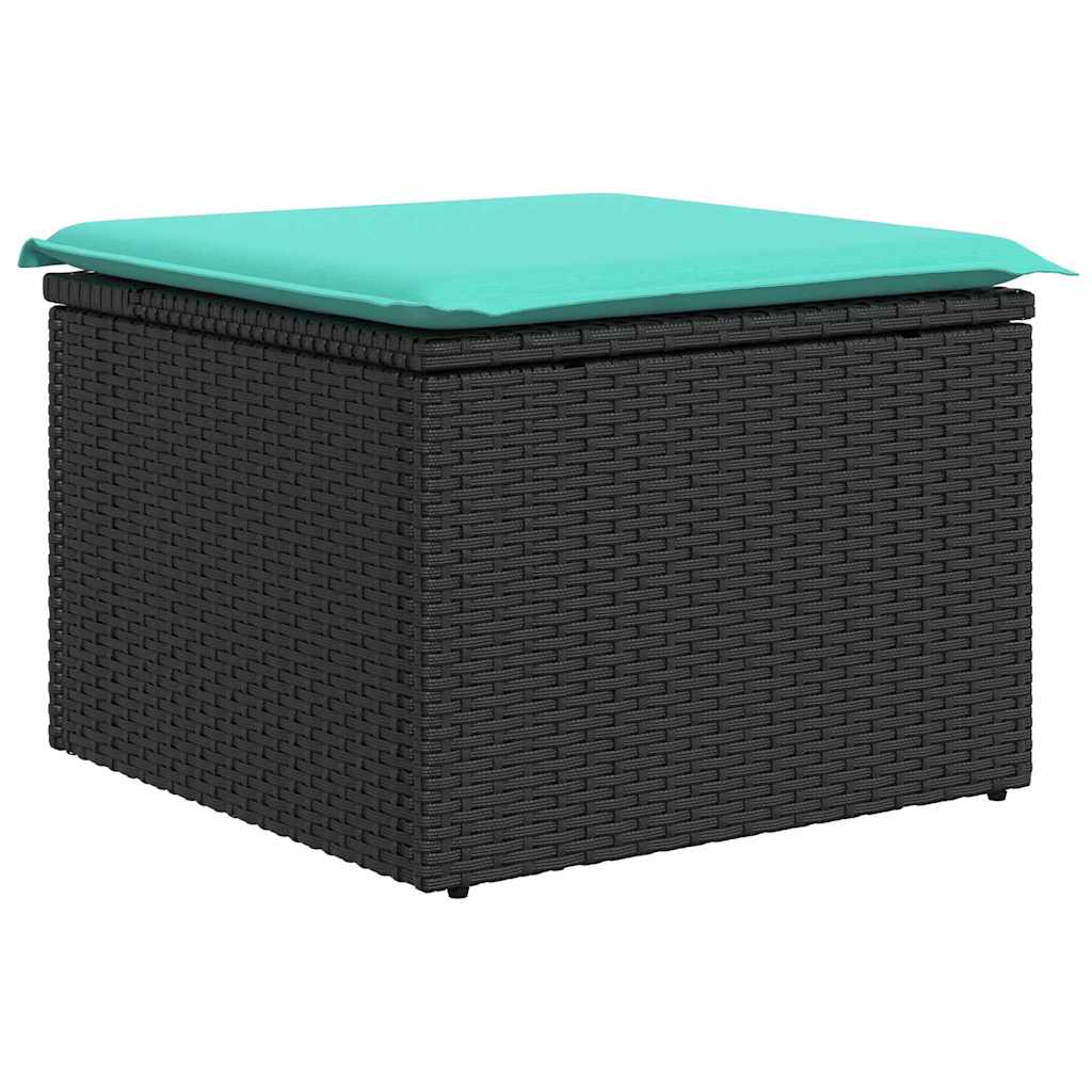 Sodo Sofų Rinkinys su pagalve 8 pcs Juoda ir mėlyna poliratanas