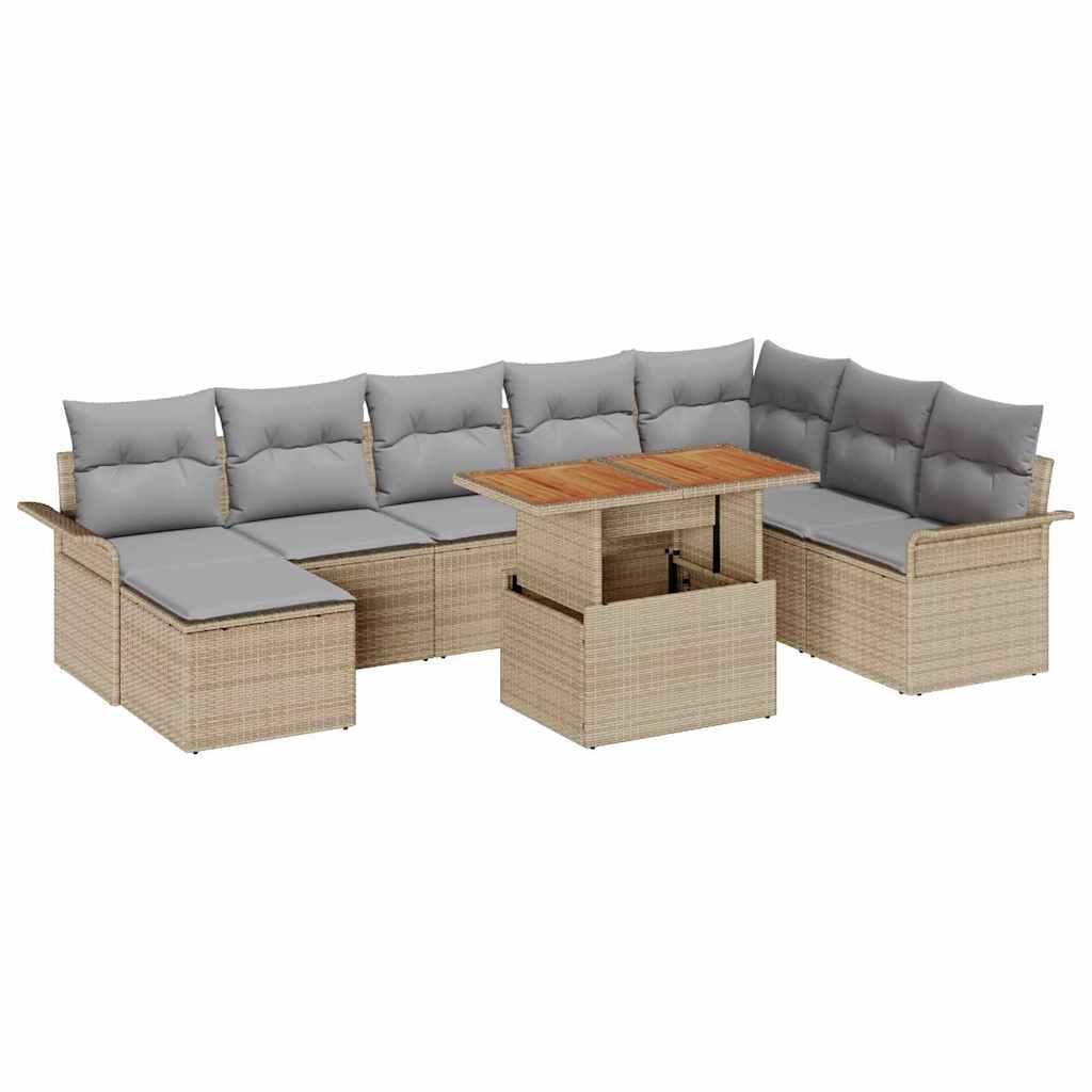 Sodo Sofų Rinkinys 9 pcs smėlio ir šviesiai pilkos spalvos