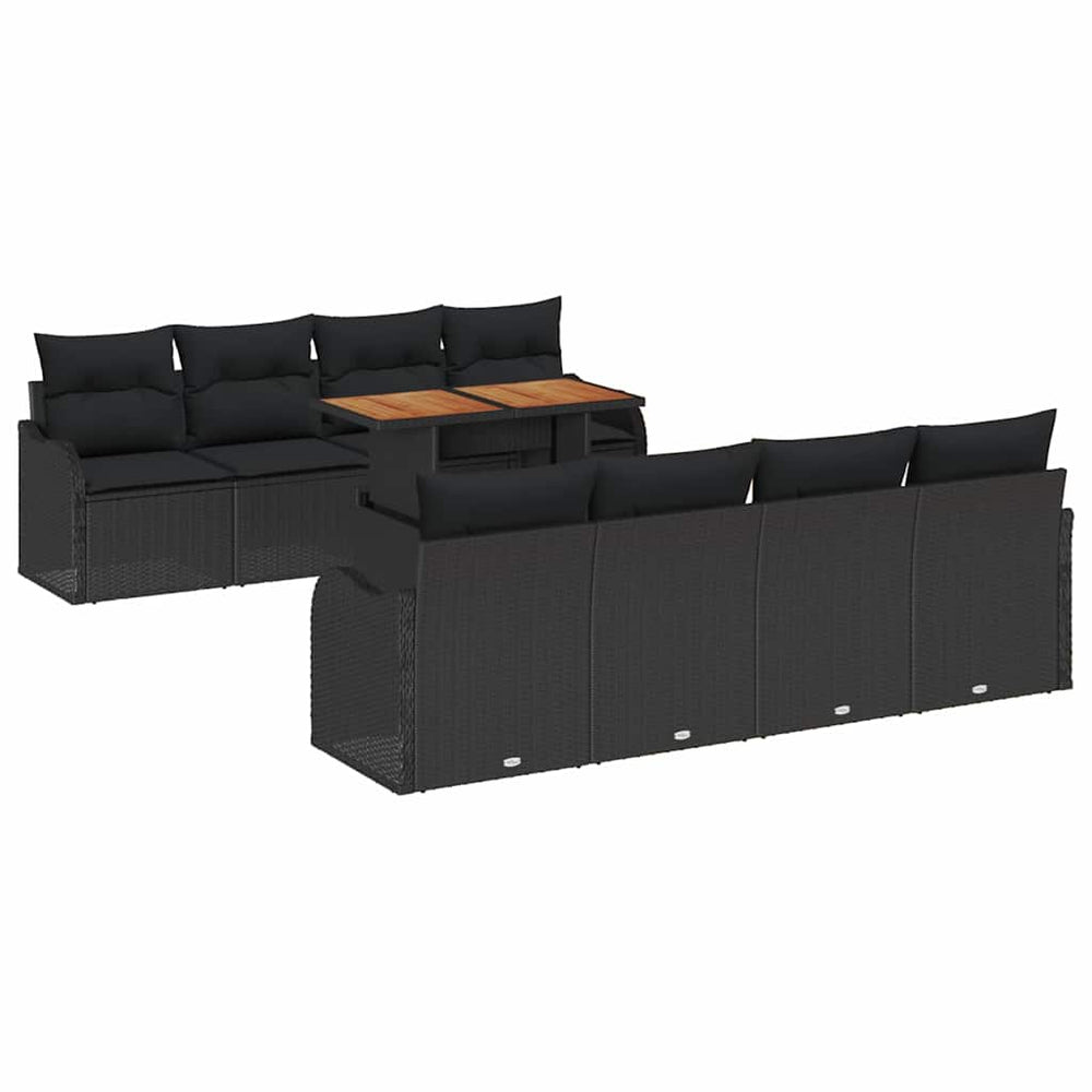 Sodo Sofų Rinkinys su pagalve 7 pcs Juoda