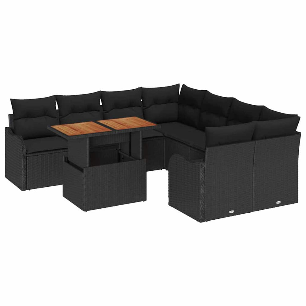 Sodo Sofų Rinkinys su pagalve 7 pcs Juoda