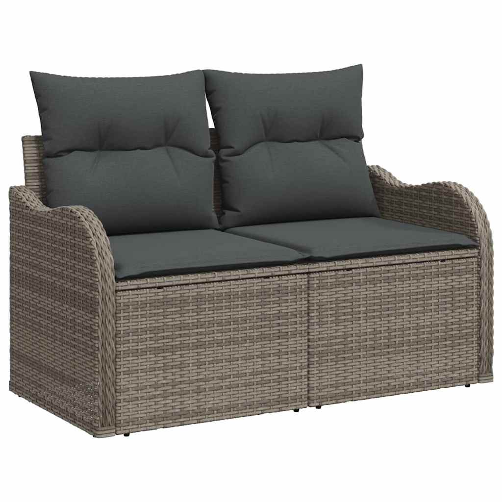 10 dalių sodo sofa komplektas su pagalvėmis pilka poli ratanas akacijos