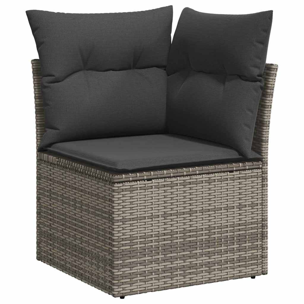 10 dalių sodo sofa komplektas su pagalvėmis pilka poli ratanas akacijos