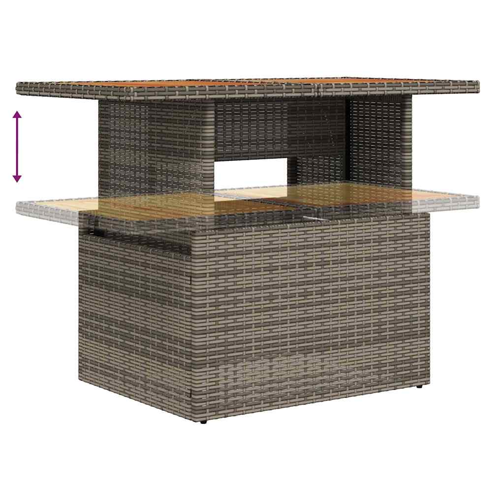 10 dalių sodo sofa komplektas su pagalvėmis pilka poli ratanas akacijos