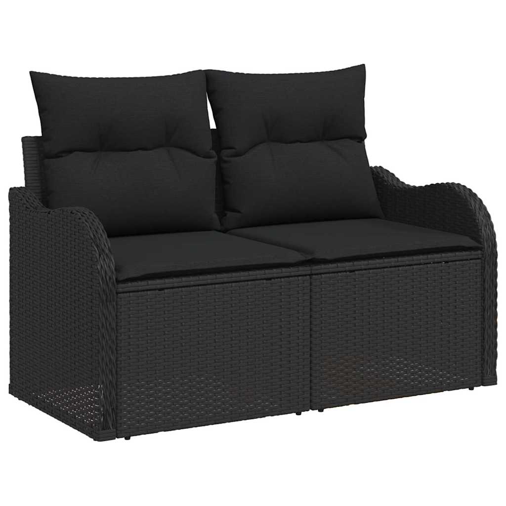 10 dalių sodo sofa rinkinys su pagalvėlėmis juodo poli ratano akacijos
