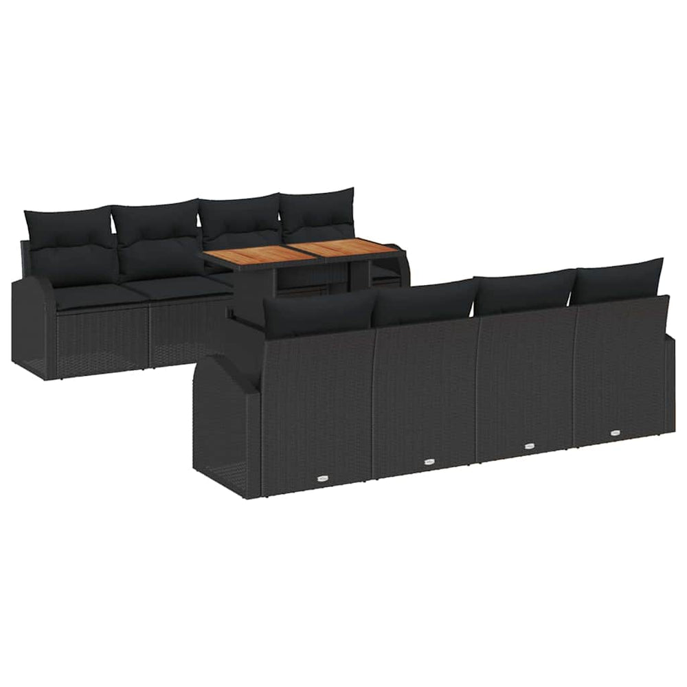 Sodo Sofų Rinkinys su pagalve 7 pcs Juoda