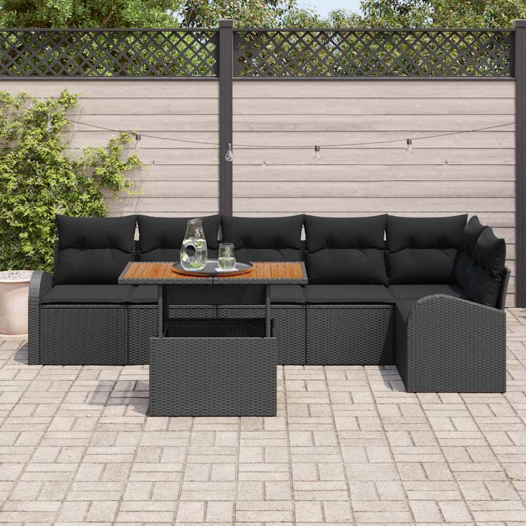 Dārza dīvānu komplekts ar spilveniem 7 gab. Melns 100 x 55 x 73 cm