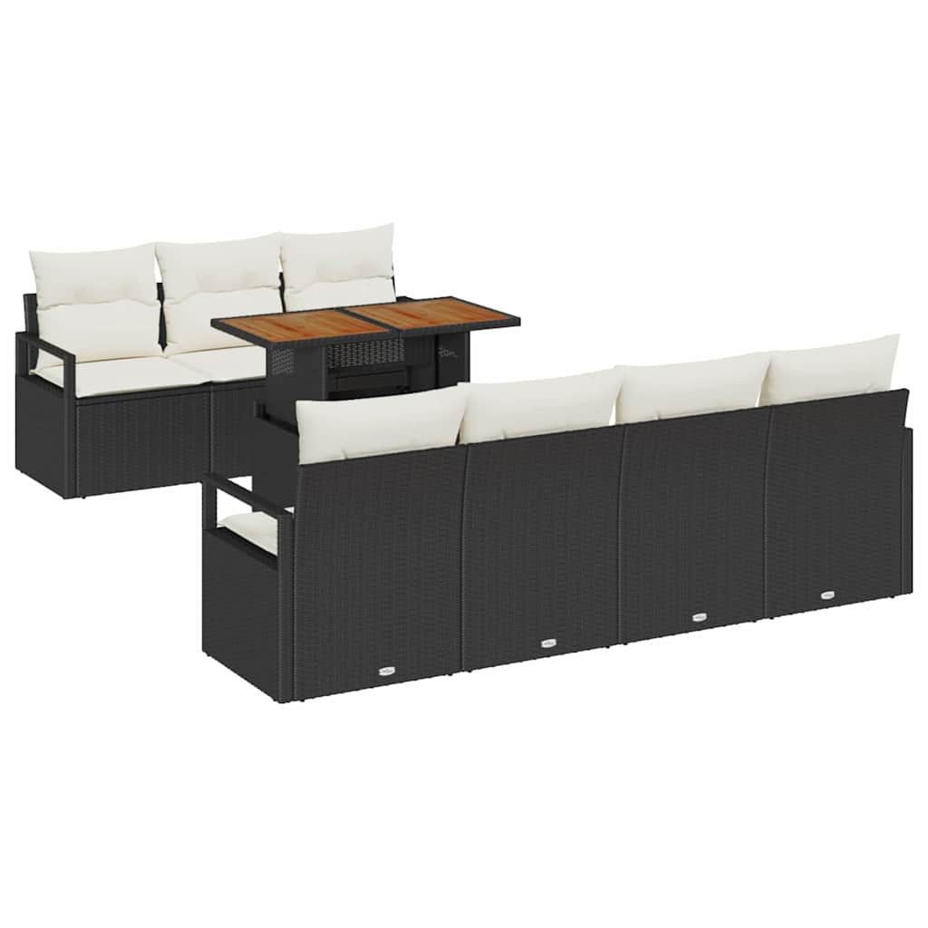 Sodo Sofų Rinkinys 8 pcs Juoda, Kreminė 100 x 55 x 73 cm