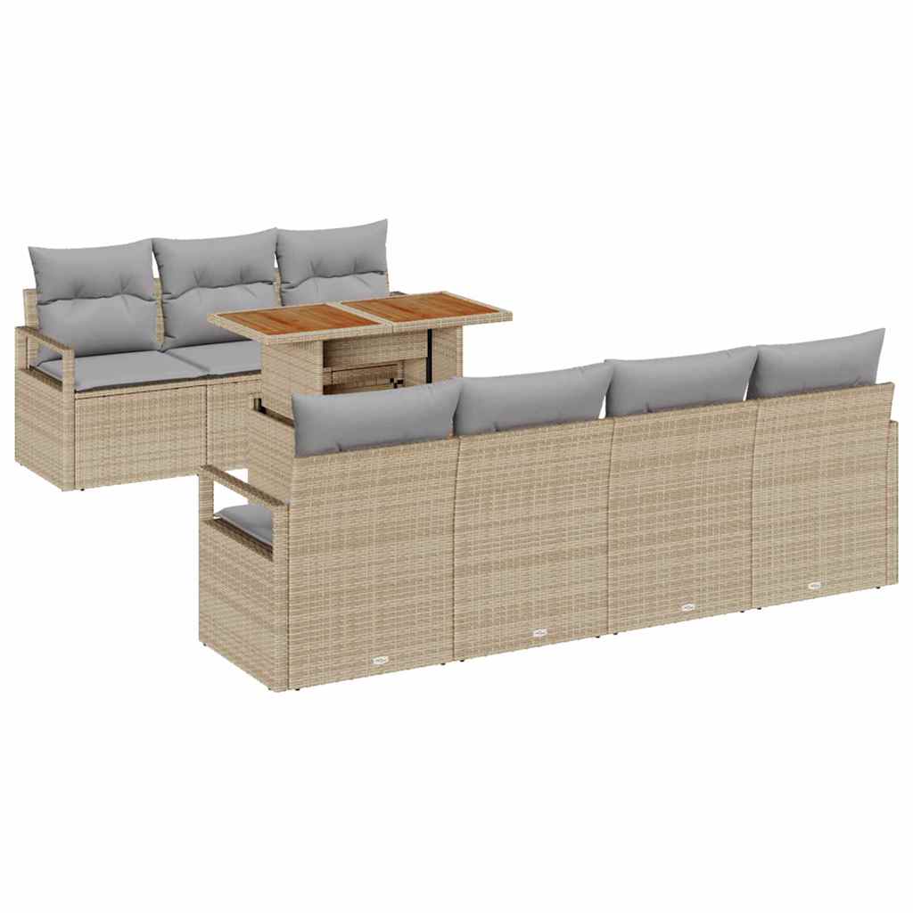 Sodo sofų rinkinys su pagalve 8 pcs Bežinė ir pilka Didelis