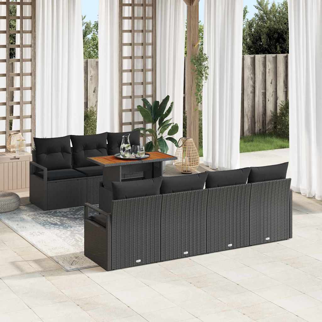 Sodo Sofų Rinkinys su pagalve su pagalve 8 pcs Juoda ir Ruda
