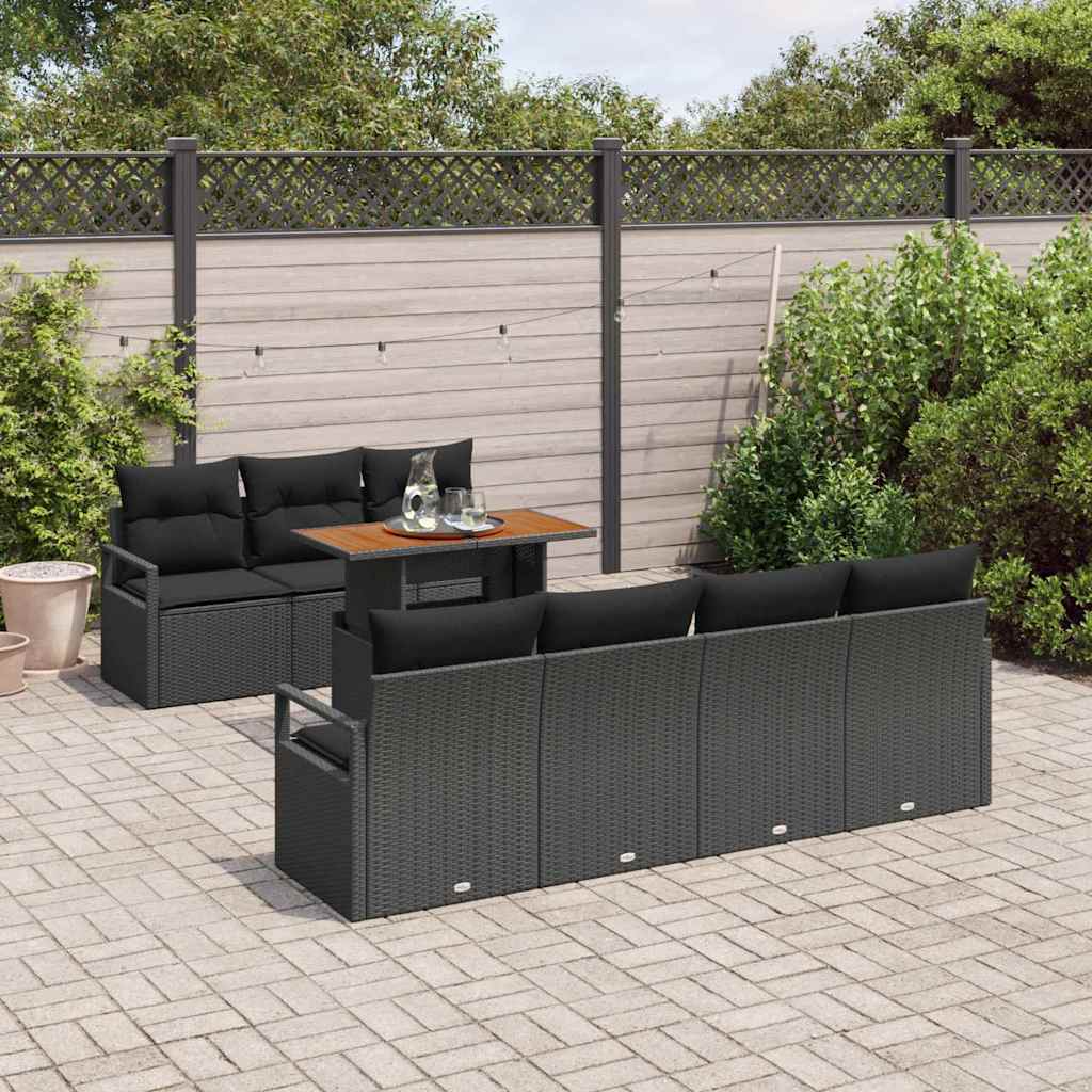 Sodo Sofų Rinkinys su pagalve su pagalve 8 pcs Juoda ir Ruda