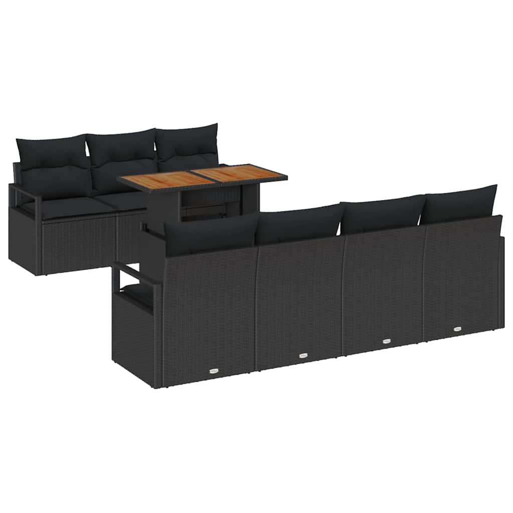 Sodo Sofų Rinkinys su pagalve su pagalve 8 pcs Juoda ir Ruda