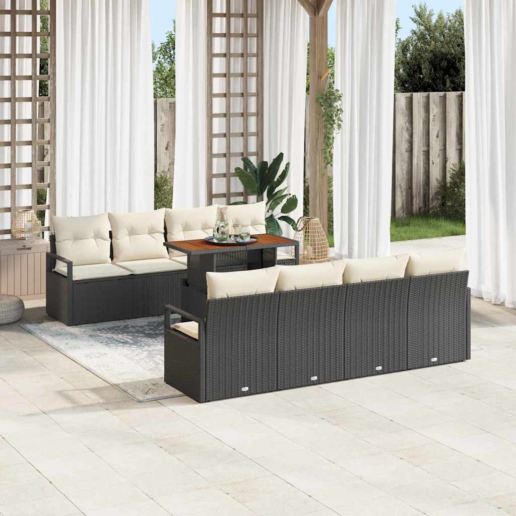 Sodo Sofų Rinkinys 9 pcs Juoda, Kreminė 100 x 55 x 73 cm