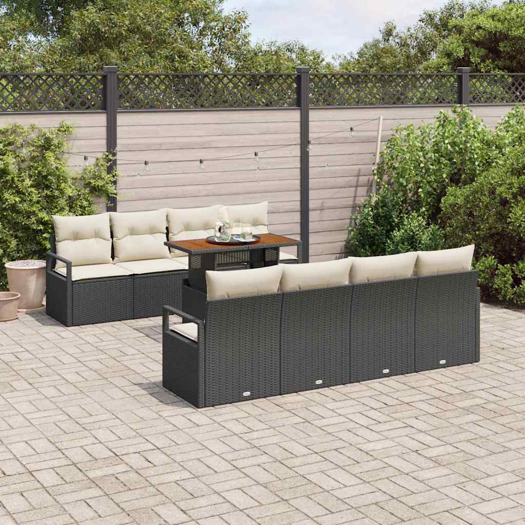 Sodo Sofų Rinkinys 9 pcs Juoda, Kreminė 100 x 55 x 73 cm