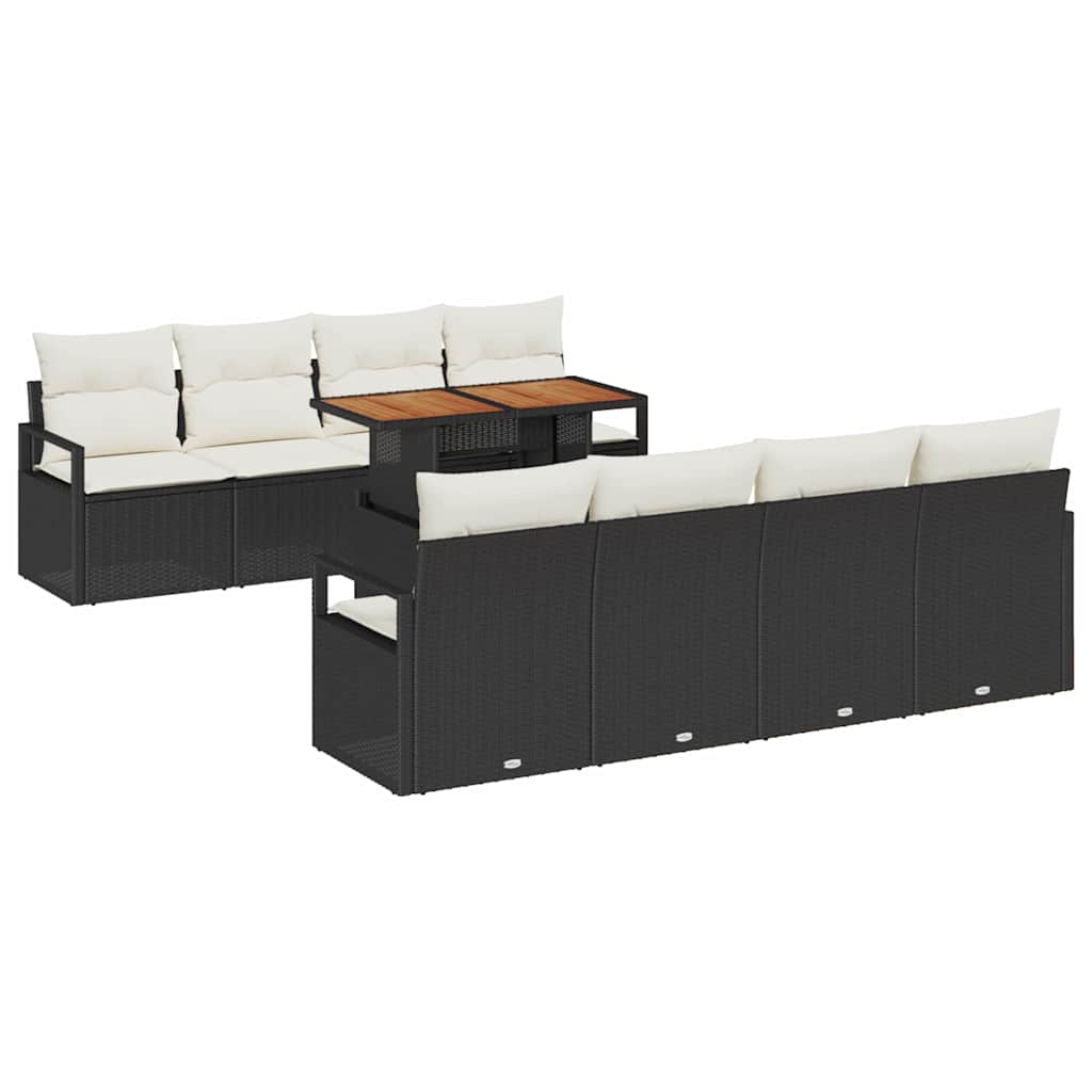 Sodo Sofų Rinkinys 9 pcs Juoda, Kreminė 100 x 55 x 73 cm