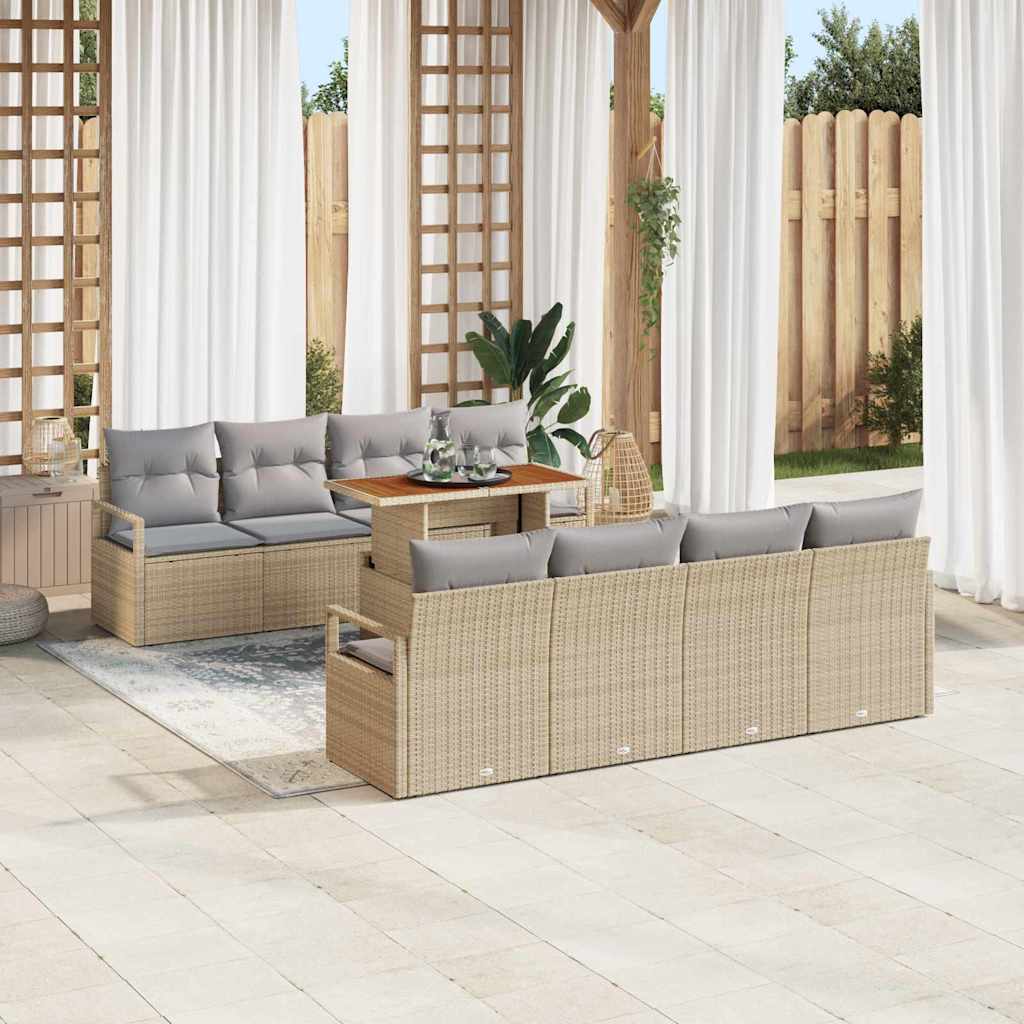 Sodo Sofų Rinkinys 9 pcs Bežinė ir pilka 100 x 55 x 73 cm