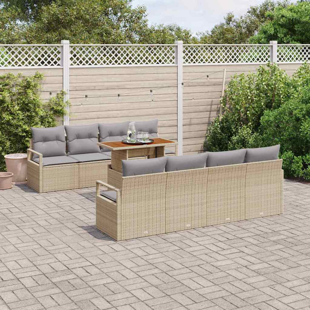 Sodo Sofų Rinkinys 9 pcs Bežinė ir pilka 100 x 55 x 73 cm