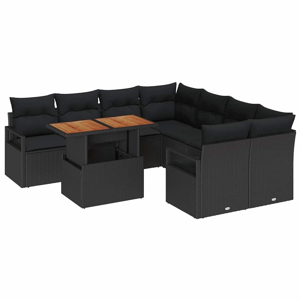 Sodo valgomojo komplektas su pagalve 9 pcs Juoda ir Ruda