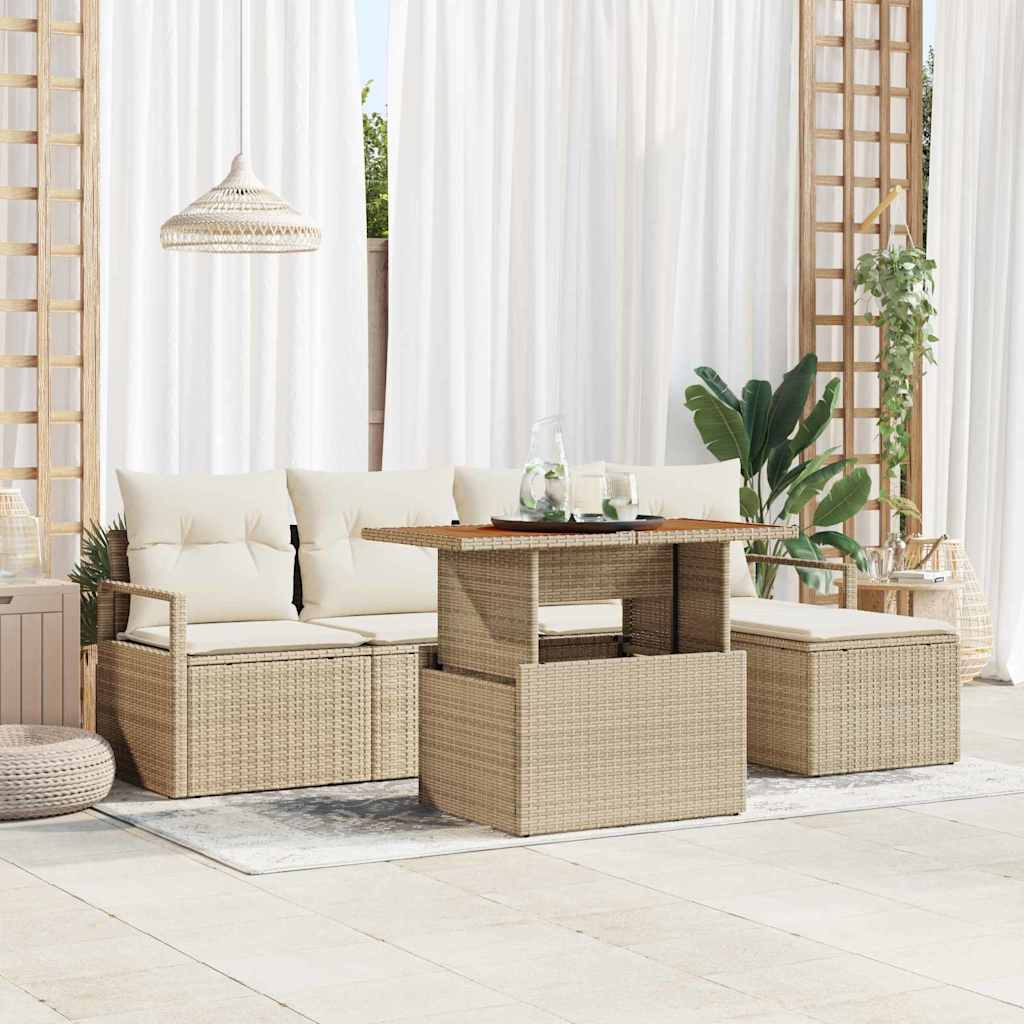 Sodo Sofų Rinkinys 6 pcs Bežinė ir kreminė