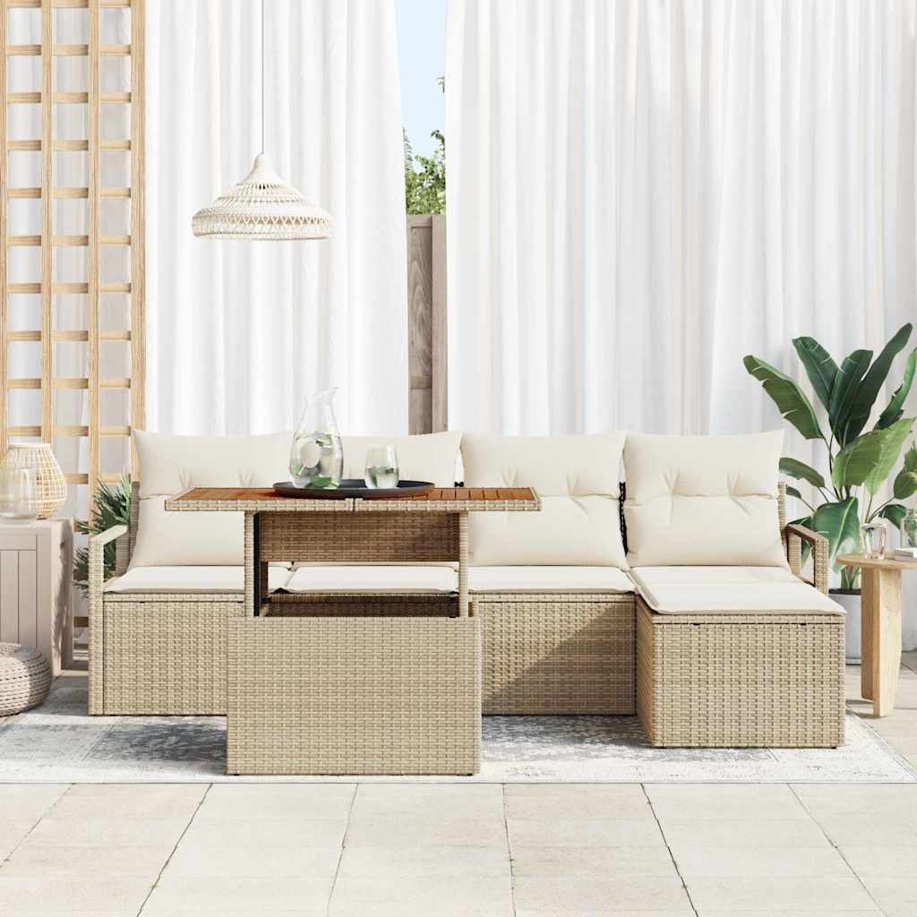 Sodo Sofų Rinkinys 6 pcs Bežinė ir kreminė