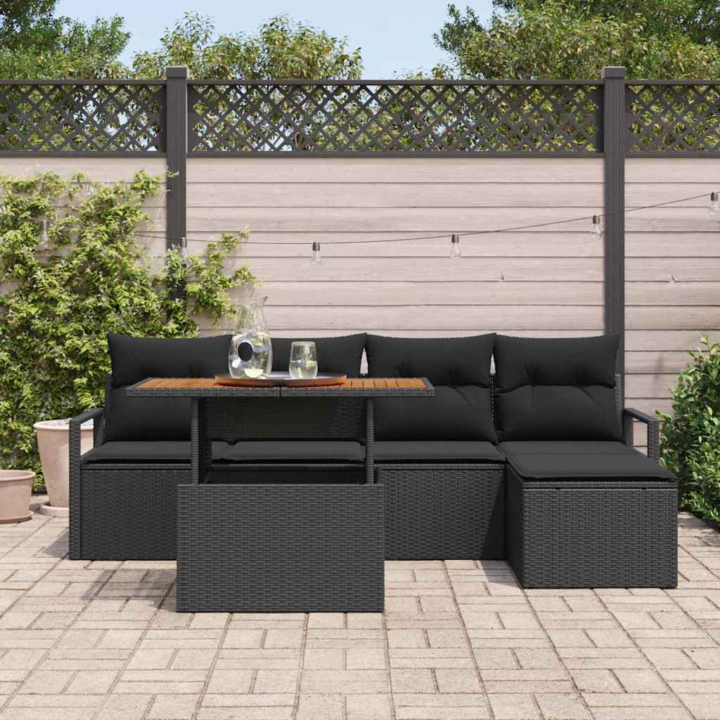 Sodo valgomojo komplektas su pagalve 6 pcs Juoda ir Ruda