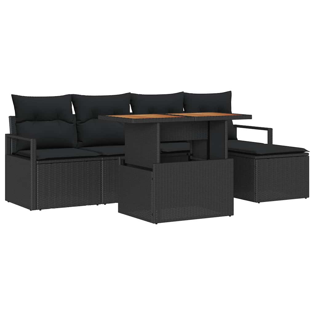 Sodo valgomojo komplektas su pagalve 6 pcs Juoda ir Ruda