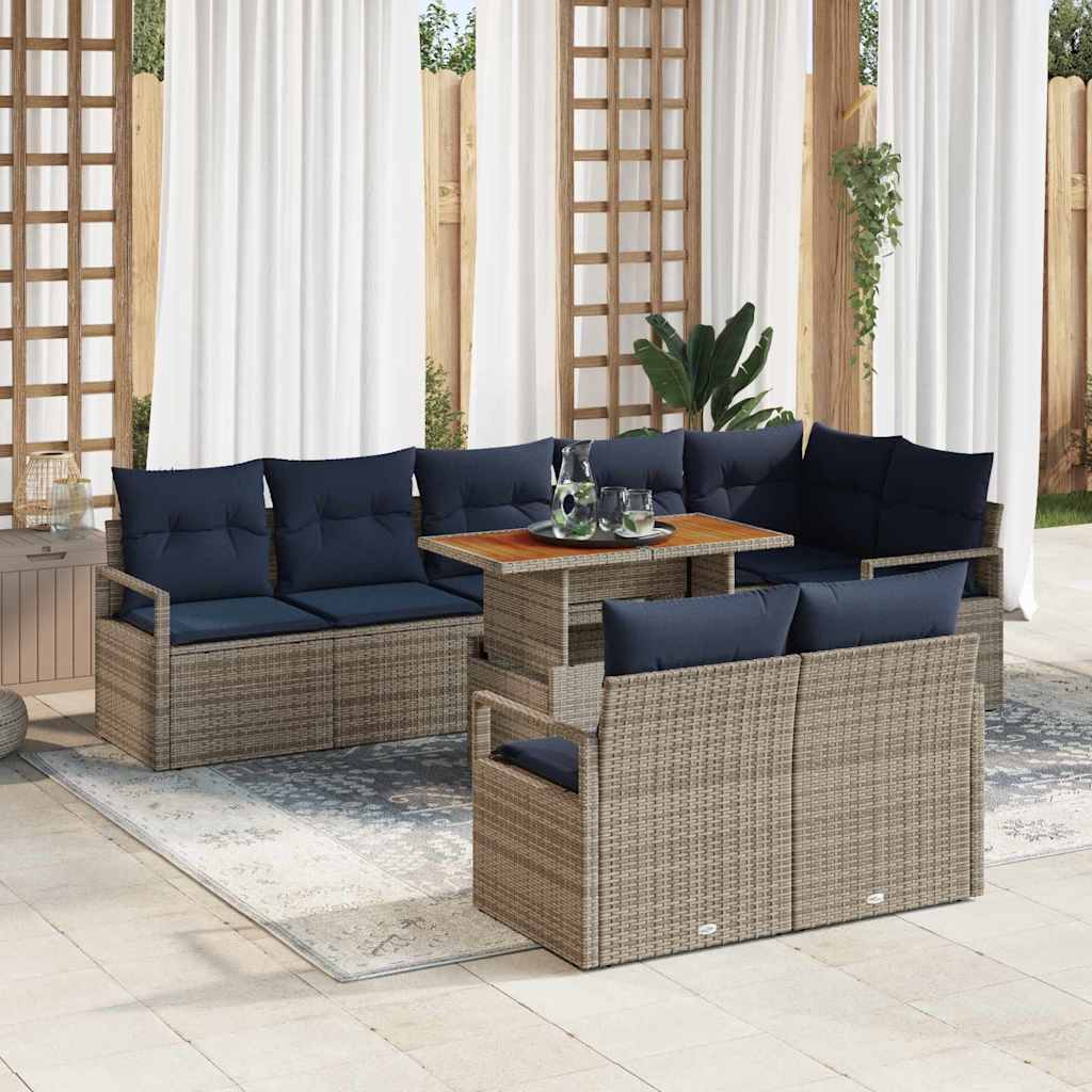 Garden Dining Set 9 pcs Grey and Dark Blue