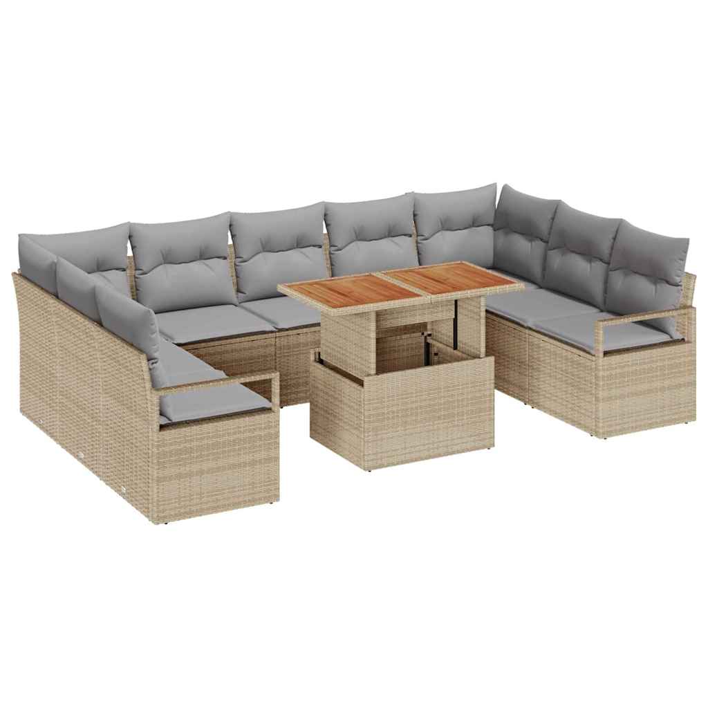 Sodo Sofų Rinkinys 10 pcs Smėlio ir pilka 100 x 55 x 73 cm