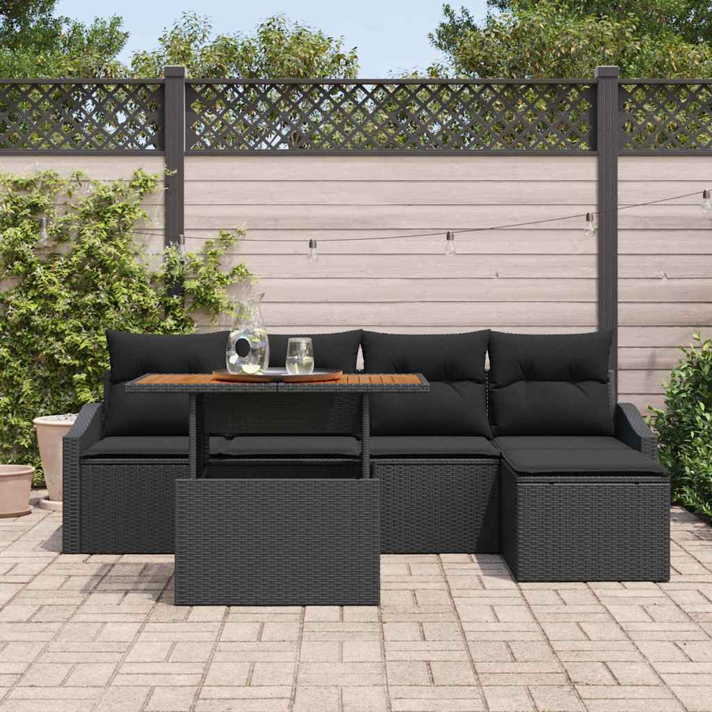 Sodo valgomojo komplektas su pagalve 6 pcs Juoda ir Ruda