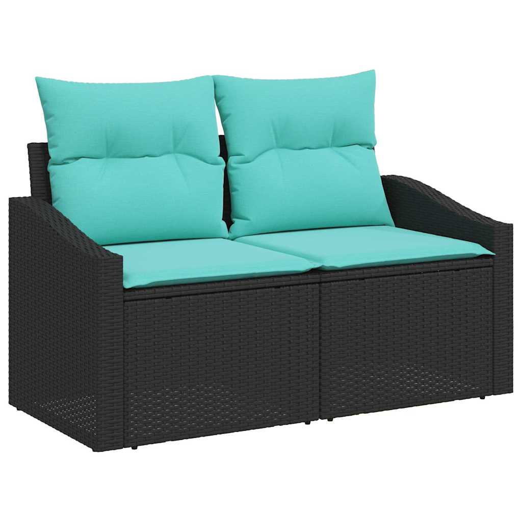 Sodo valgomojo komplektas 6 pcs Juoda ir žalsvai mėlyna