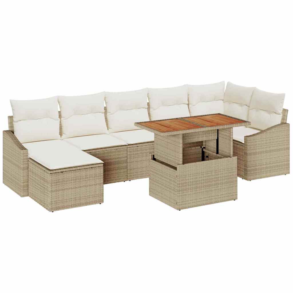 Sodo valgomojo komplektas su pagalve 8 pcs Bežinė ir kreminė