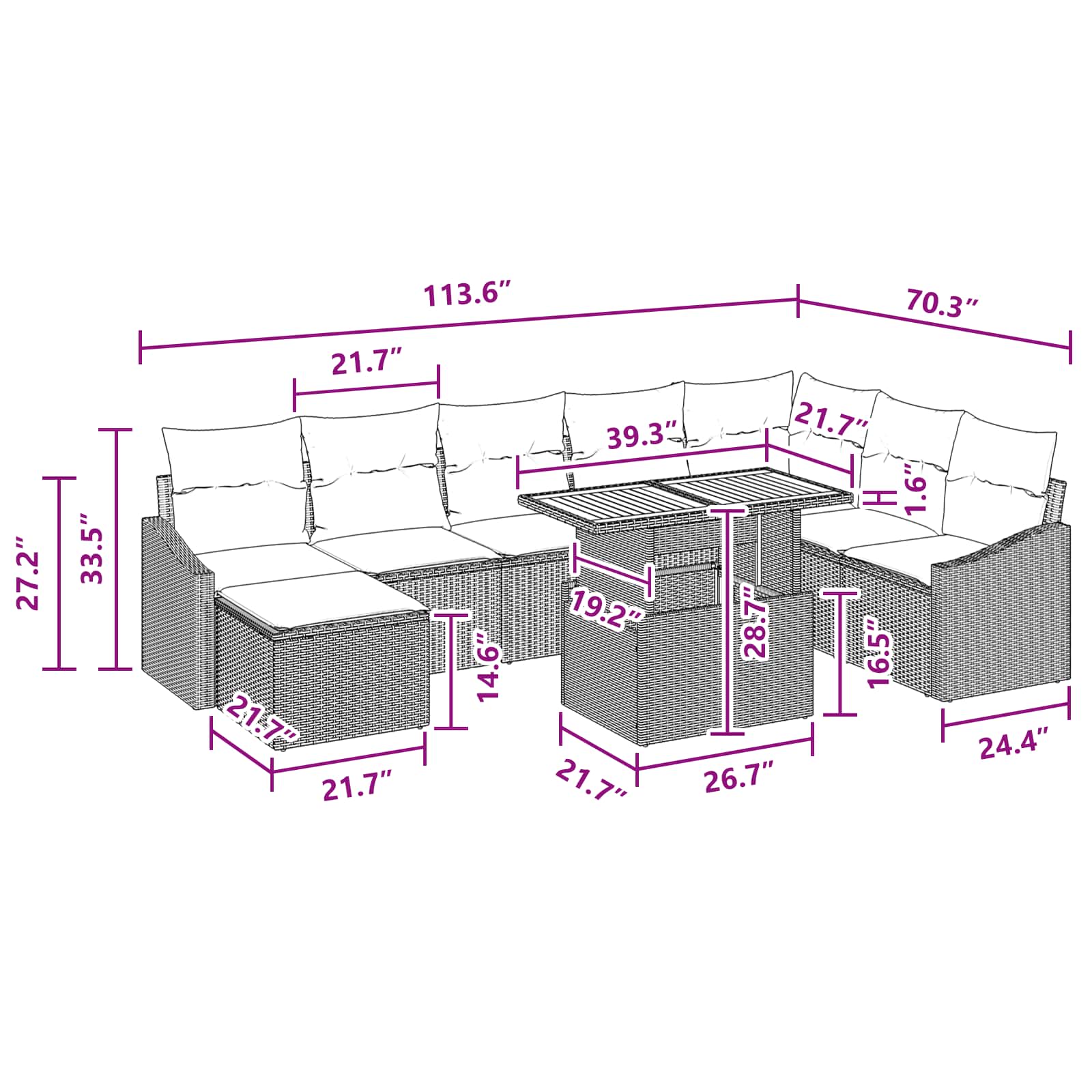 Sodo valgomojo komplektas 9 pcs Juoda ir žalsvai mėlyna