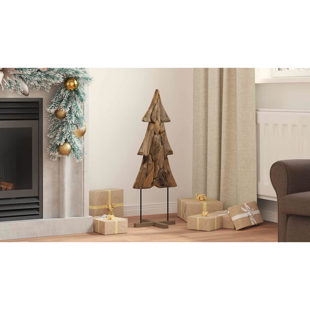 Christmas Tree Stand Brown 90 cm Solid Teak Wood