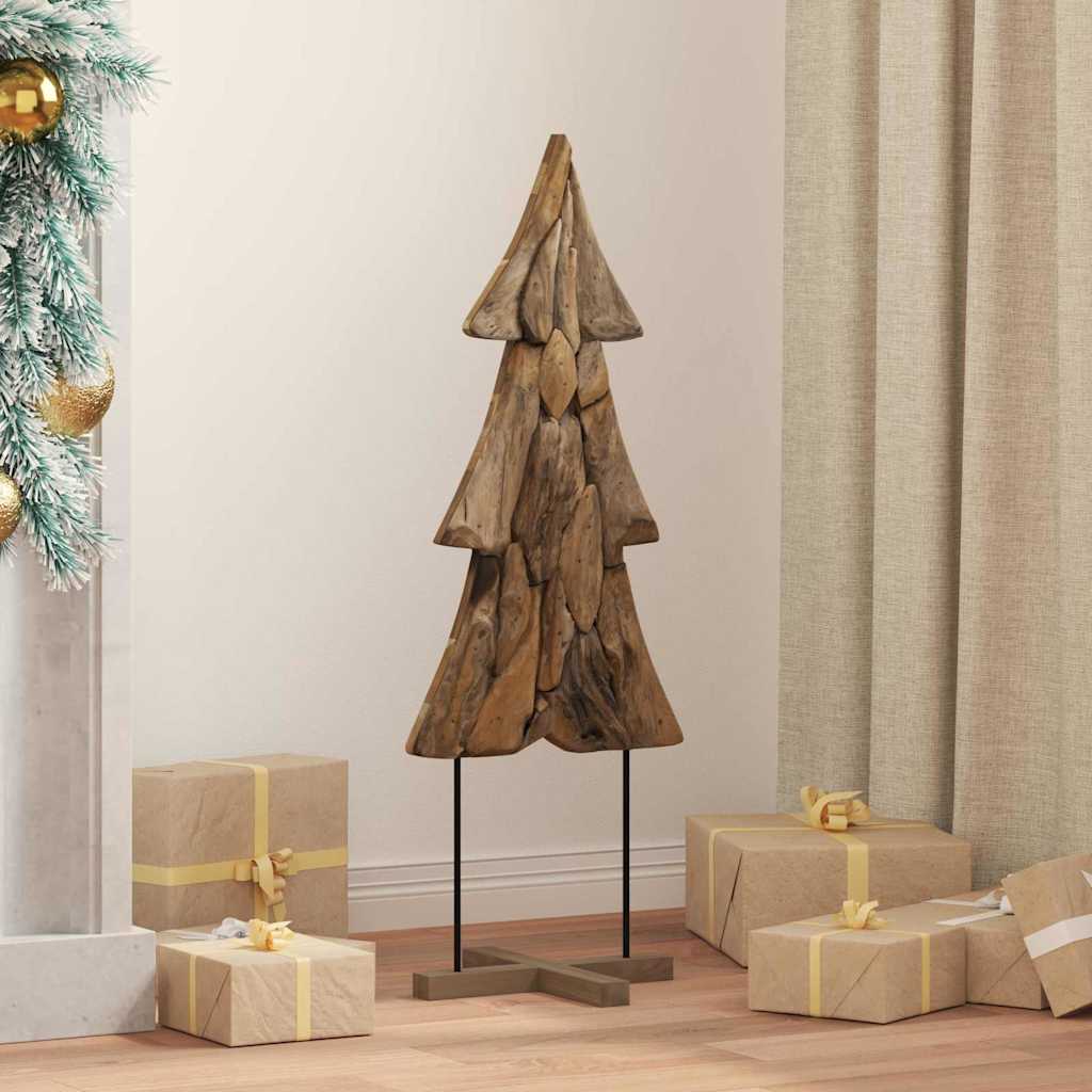 Christmas Tree Stand Brown 90 cm Solid Teak Wood
