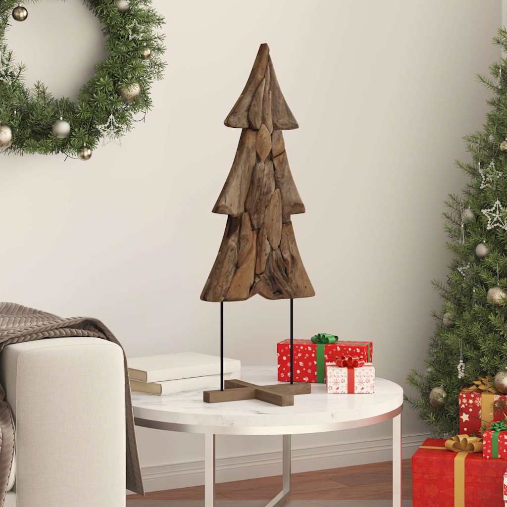 Christmas Tree Stand Brown 90 cm Solid Teak Wood